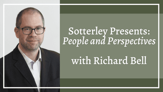 Green image with Sotterley Presents: People and Perspectives with Richard Bell in white text and an image of Richard Bell on the left